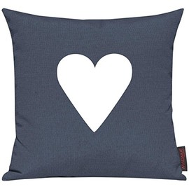 Shirtinstyle Sofakissen, Kissenbezug, Kissenhülle, Karten Motiv Herz, Größe 40 x 40cm, Farbe Blau