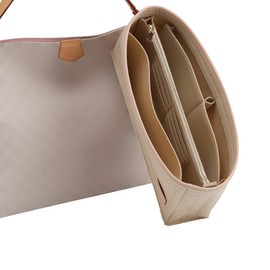 Doxo Purse Organizer Insert & Base Shaper, Felt Handbag & Tote Bag Fit LV Graceful MM More(Beige,SL)