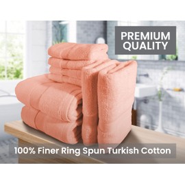 Bennett & Shea Home 8-Piece Luxury Bath Towel Set, 100% Turkish Cotton Loops, Premium Towels for Bathroom, Highly Absorbent and Quick Dry Bath Towels, Extra Soft Towel Set, Rose Cloud