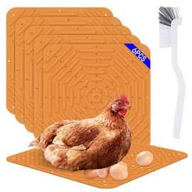 COCIVIVRE 6 Pack Chicken Nesting Pads for Coop Silicone Nesting Pads for Chicken Coop Washable Nesting Box for Laying Eggs 12"x 12" Reusable Chicken Laying Pads with Clean Brush - Style B Orange