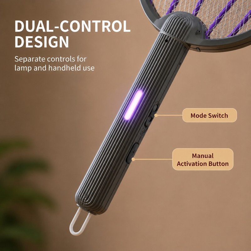3-in-1 Foldable Rechargeable Electric Mosquito Swatter with Wall-Mount Mode