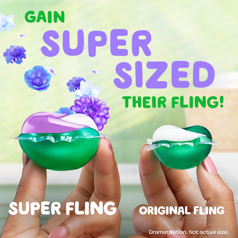 Gain Super Flings Laundry Detergent Pacs, 18 Count, Dewdrop Dream