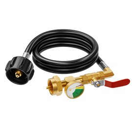 Rushare Propane Refill Adapter with Valve and Gauge, 3 FT Propane Tank Refill Adapter Hose with ON/Off Control Valve, Propane Refill Adapter for 1 lb. Tanks