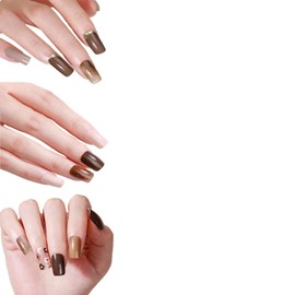 3 Kit Nagelfolie Glitter Gel Nagelfolie UV Härtend, UV Nagelfolien Selbstklebend Sticker Brown Series, Nagellackstreifen Gel-Nagelaufkleber in Salonqualität Art Stickers, Nageldesign Zubehör