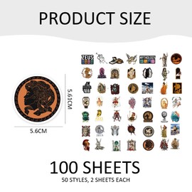MEMOFYND 100 Mythology Stickers, Retro Cartoon Sticker Decoration, Diy Luggage Notebook Decoration Stickers, Scrapbook Stickers, Greek Mythology Gift Decals