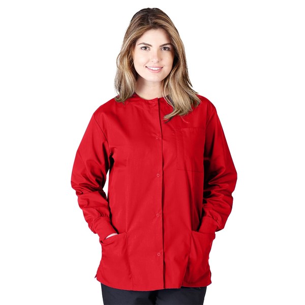 Natural Uniforms Warm Up Scrub Jacket-Red-Large