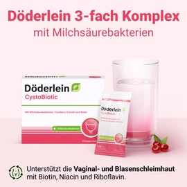 DÖDERLEIN® CystoBiotic with 2 billion lactic acid bacteria & triple complex: 120 mg cranberry fruit extract, 100 mg sage leaves & vitamin B complex in innovative 2-chamber sachet - 10 sachets