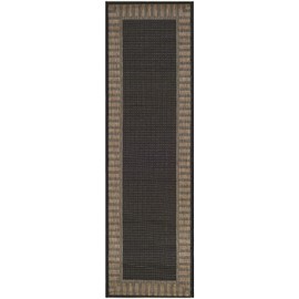 Couristan 1681/2000 Recife Wicker Stitch/Black-Cocoa Runner 2'3" x 11'9" Rug