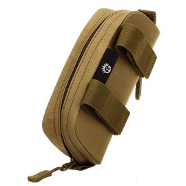 JADEDRAGON Eyeglasses Hard Case Anti-Shock Molle System Zipper Sunglasses Pouch Sunglasses Bag Cases Eye Glasses Box Holder with Clip (Tan), Large