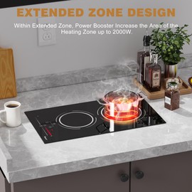 Disaenvir 2 Burner Electric Cooktop - 12 Inch Electric Stove Top 3200W High Power Built-in, Ceramic Cook Top with Child Safety Lock, 99 Min Timer, Slide Touch Touch, 220V - 240V Hard Wired (No Plug)