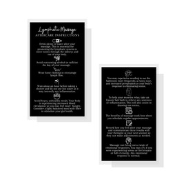 Lymphatic Massage Therapy Aftercare Cards | 50 Pack | Size 2x3.5" inch Business Card | Black with White Design