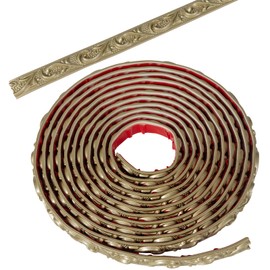 Zefuriam 16.4FT Self-Adhesive Crown Molding Trim - 3D Raised Floral Design for Walls, Ceiling, Mirror Frames, Furniture Decor (Champagne Gold, 1 Pack)