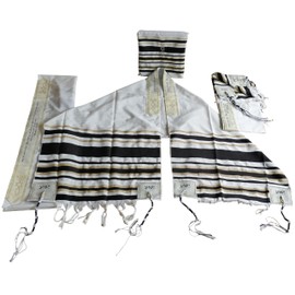 Bethlehem Gifts TM Messianic Tallis Prayer Shawl Tallit 72" x 22" Jerusalem Black 72" x 22", black