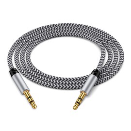 Viviber 3.5mm Audio Cable, AUX Cable, Audio Cable, Male to Male Stereo Mini Plug, Headphones, Car Stereo, Heavy Duty Nylon Braided, Hi-Fi Sound Quality, 24K Gold Plated Connector, Compatible with Smartphones, Android, iPhones, PC, TV, Monitors, Earphones, PS4, MP3, Speakers, 4.9 ft (1.5 m)