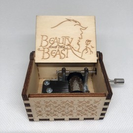 Beauty and The Beast Wood Music Boxes,Laser Engraved Vintage Wooden Sunshine Musical Box Gifts for Birthday/Christmas/Valentine's Day (Beauty and The Beast)