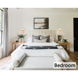 Shenmoyl Vintage Wall Sconces with Amber Stripe Glass Lampshade 180 Degree Adjustable Brass Sconces Hradwired Modern Wall Lighting Fixture with Switch for Bedside Bedroom Doorway