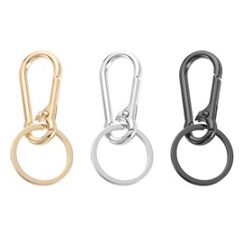 uxcell Metal Keychain Keyring, 3 Pcs Key Chain Ring Clip Sturdy Key Accessories Holder Organizer for Chain Making Kit Home Car Keys Art Crafts, Black/Silver/Gold