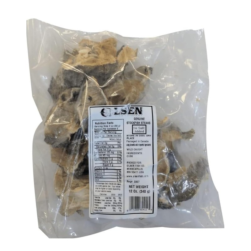 Dry Stock Fish Norwegian Hard stockfish Steak, Cod Fish /12oz