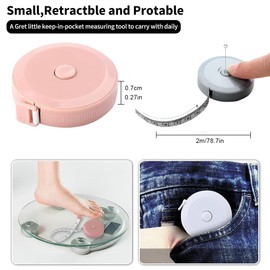WeddHuis Pack of 6 Retractable Tape Measure Body Double-Sided Soft with Key Ring for Sewing Height Clothing Bust Head Circumference Length Measurement (200 cm/79 Inches)