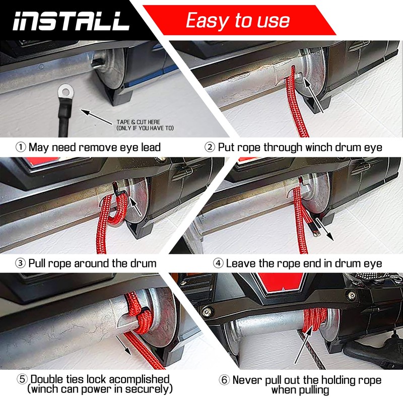 Autodunk Synthetic Winch Rope - 1/4" x 50ft 10,000LBS Winch
