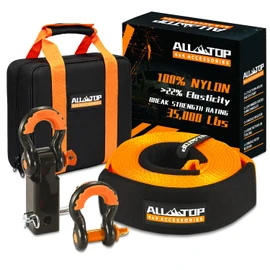 ALL-TOP Nylon Recovery Kit with Hitch Receiver: 3" x 20' (35,000lbs) 100% Nylon Snatch Strap + 2" Shackle Hitch Receiver + 3/4 HD Shackles (2pcs) with Isolator + Storage Bag