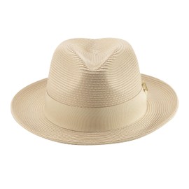 MONTIQUE Stylish Snap Brim Fedora Hat | Men & Women Unisex Design Dress Hat for Special Occasions | Beige Small H-42