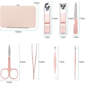 AOMIG Nail Clippers Set, 7 pcs Professional Portable Manicure Kit, Eyebrow Grooming Face Hair Clippers, Stainless Steel Nail Care Tools with Luxurious Leather Case for Travel & Home