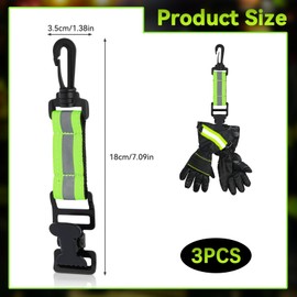 GHVACZS Pack of 3 Fire Brigade Glove Holders, Reflective Glove Holder Belt, Metal Glove Tape Work, Glove Clip with Carabiner for Gloves, Towel, Masks