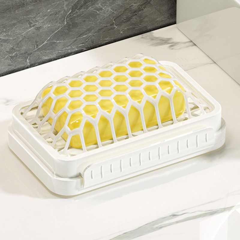 Soap Case,Double-Layer Soap Saver | Mesh Structure, No Drilling, Space-Saving