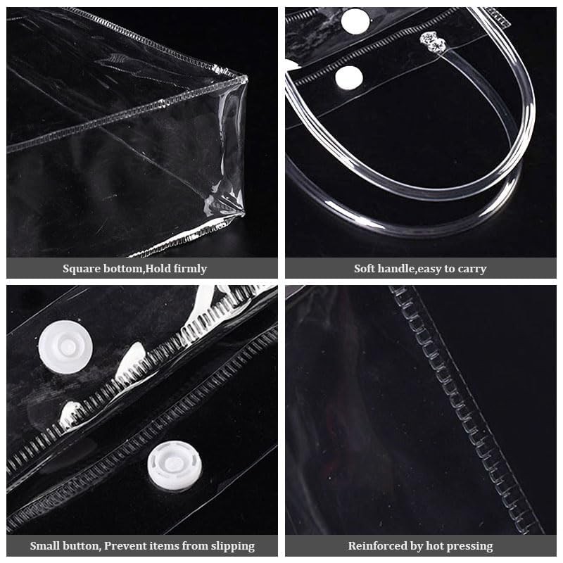 5 PCS Clear Gift Bags with Handle, Reusable PVC Gift