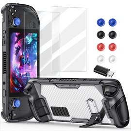 Accessories for Steam Deck & OLED, TPU Soft Cover with 3-Level Adjustable Magnetic Kickstand, Type C Adapter, 8 Thumb Grip Accessories for Steam Deck OLED with 2pcs HD Screen Protectors