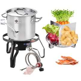ARC 24QT Steaming Kit, 55,000BTU Portable Propane Burner, SS Steamer Pot w/Easy-fill Water Spout, Divider and Steamer Rack, Seafood Crab-Vegetable-Vaporeras para Tamale Steaming, Outdoor Cooking