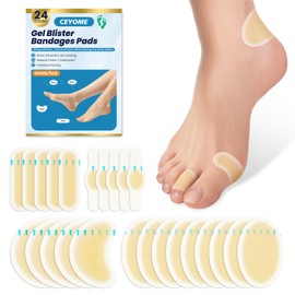 Gel Blister Bandages Hydrocolloid Bandages for Sports,Runners & Travel - 24ct Blister Cushions for Feet, Toe & Heel -Water Resistant Blister Pads for Prevention & Recovery (Variety Pack