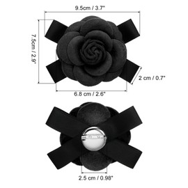 PATIKIL Camellia Flower Brooch Graceful Faux Wool Flower Brooch for Women Hat Dress Shirt Tie Corsage Black, Polyester cloth Ribbon Polyester Cloth