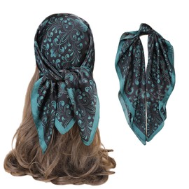 FAIRYGATE Head Scarf Like Silk Satin Hair Scarfs for Women Sleeping Suqare Ladies Scarves Designer Bandana for Hair Wrapping at Night 29005