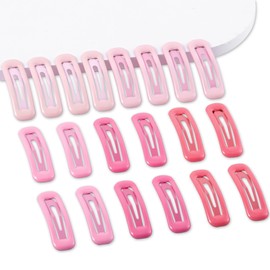 Cptots 20 PCS Small Rectangle Hair Barrettes For Women Non Slips Snap Clips For Thin Fine Hair,Bright Pink,1.97 x 0.55Inch