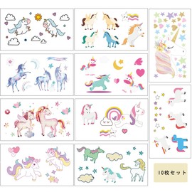 SUER TZ05 Tattoo Stickers for Animals, Horses, Set of 10 Children, Cute, Waterproof, Body Seal, Face Stickers, Body Stickers, Birthday, Party, Costume, Face, Gift, Present