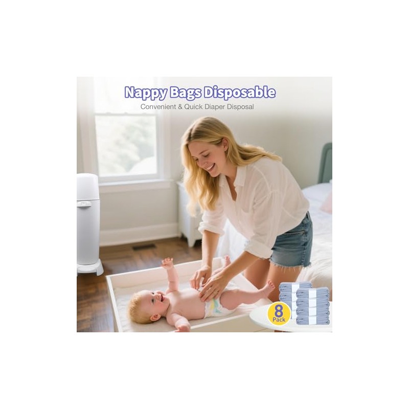 8 Pack Nappy Bin Refills Compatible with Most Nappy Disposal