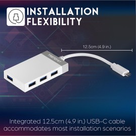 TRENDnet 4-Port USB C to USB Hub, TUC-H4E, 4 x USB 3.0 Ports, Compact Size USB Type-C Multiport Adapter, Compatible with Windows, Mac OS, Backwards Compatible with USB 2.0, White