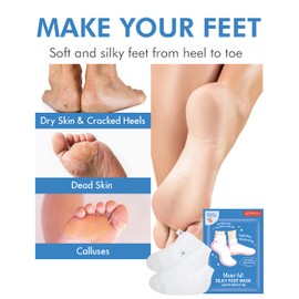 DERMAL Moistfull Silky Foot Mask 3 Pairs - Hydrating Foot Mask Socks for Dry Cracked Feet, Toes, and Callus - Ceramide, Shea Butter - Repair Rough Heels - Refreshing Peach Scent (Non-Peel)