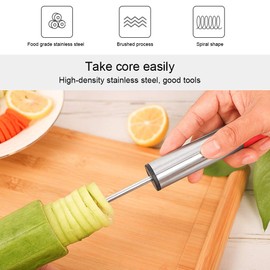 Vegetable Corer Vegetable Drill Red Vegetable Digging Rotating Drill Stainless Steel Fruit Corer For Children Food Salad Making Diy