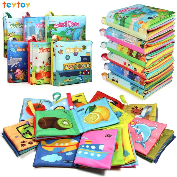 teytoy NEWEST 6pcs Soft Book for Babies Toddlers, Safe Nontoxic Biteable Cloth Book Toy for Early Education Intelligence Development Best Gift for Your Unique Baby