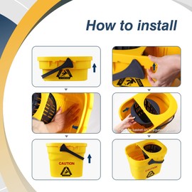 Yocada Commercial Mop Bucket with Wringer Portable Collapsible Plastic Mop Bucket Cleaning Washing Bucket for Cotton Mop