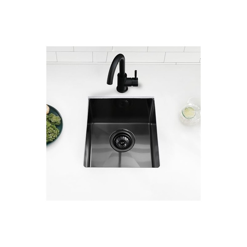 13x15 Undermount Bar Sink, Swift Horse 13 Inch 16-Gauge Black