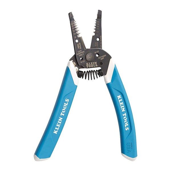 Klein Tools K11095 Klein-Kurve Wire Stripper and Cutter, for 8-18 AWG Solid and 10-20 AWG Stranded Wire,Blue/White