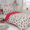 Sleepdown Forest Animals Red White Reversible Duvet Cover Bedding Set