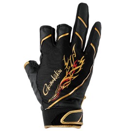 Gamakatsu GM7308 Stretch Fishing Gloves (3 Piece), Black/Gold, LL