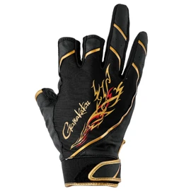 Gamakatsu GM7308 Stretch Fishing Gloves (3 Piece), Black/Gold, LL