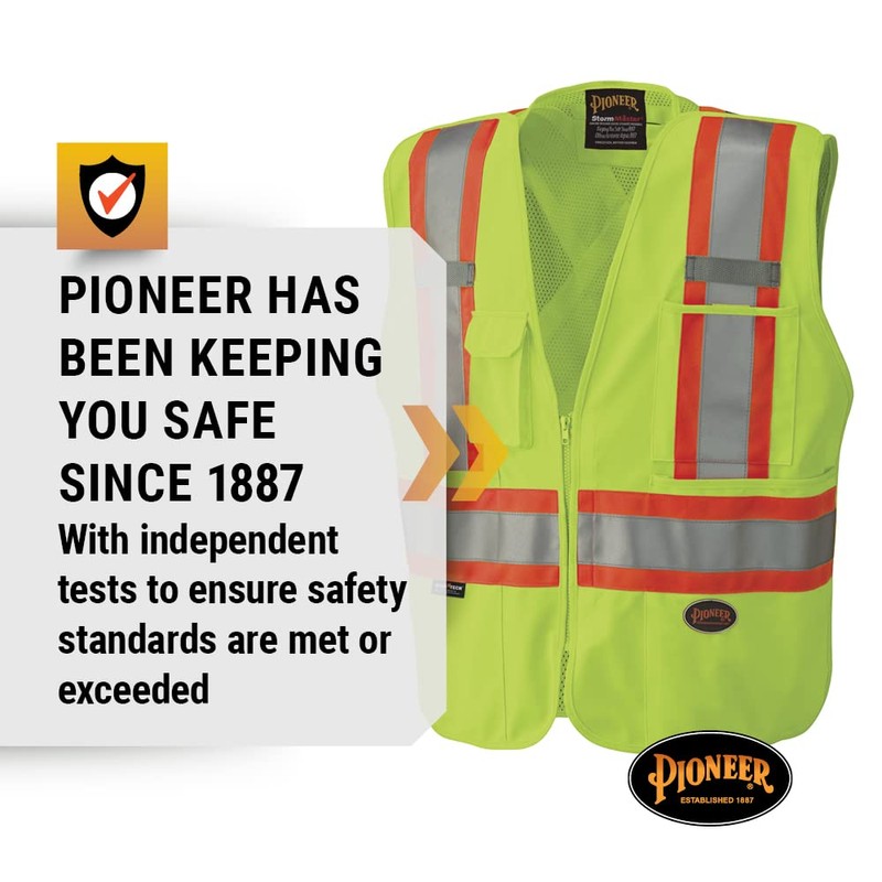 Pioneer Hi Vis Tear-Away Safety Vest - Lightweight Mesh Back