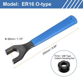 uxcell ER16 O-Type Collet Chuck Wrench Spanner 40CrV Integral Type Nut Spanner with Non-slip Handle for Clamping Nut Milling Machine Lathe Chuck Holder Tools